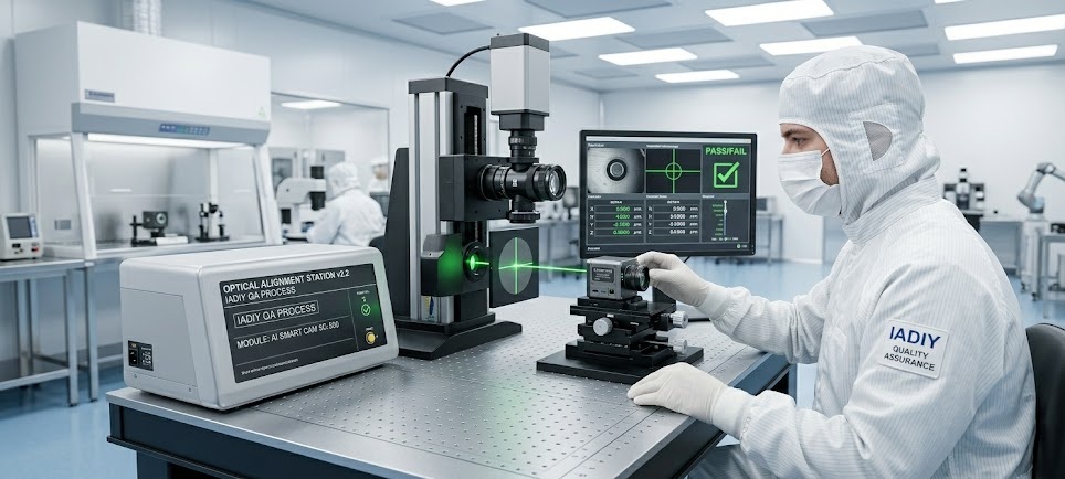 Precision optical alignment and quality control in optoelectronic module production